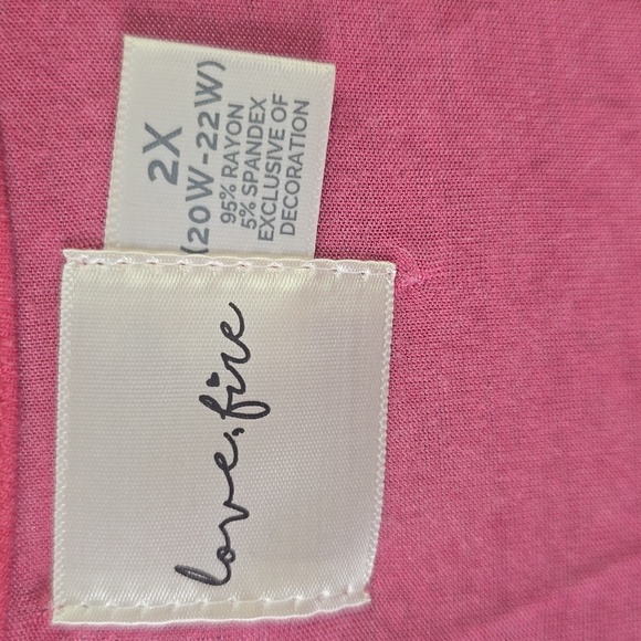 love, Fire Pink Cold Shoulder Blouse, Plus Size 2X, NWOT - Picture 3 of 4